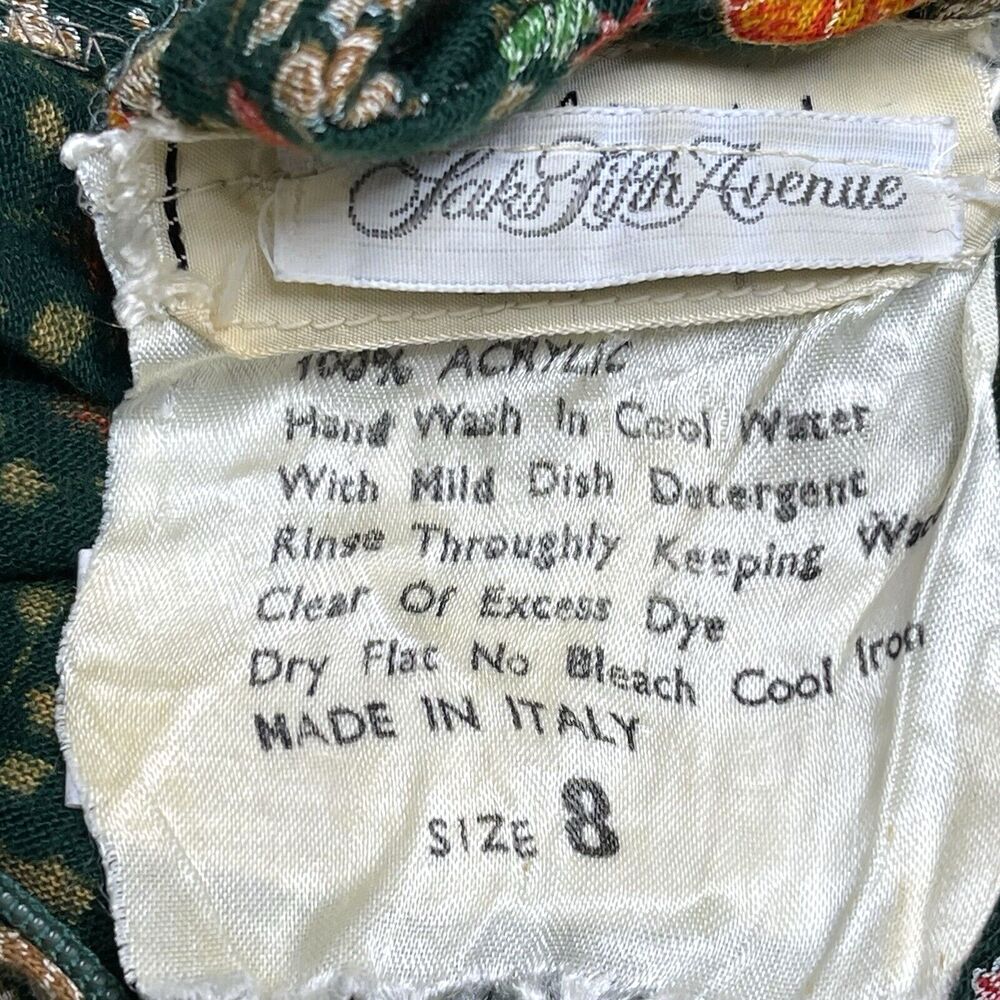 Diane Von Furstenberg Vintage Saks Fifth Avenue Knit Dress Size 8 Green Floral - Picture 8 of 16
